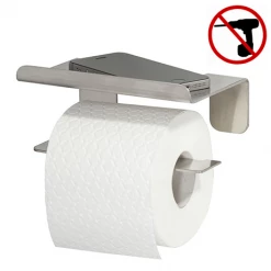 Tiger Colar Toilet Roll Holder with Shelf - Brushed Stainless Steel