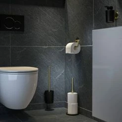 Tiger Tune Freestanding Spare Toilet Roll Holder - Brushed Brass/Black -TOILET ACCESSORIES Sales 1325535646 D2 460