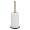 Tiger Tune Freestanding Spare Toilet Roll Holder - Brushed Brass/Black