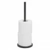 Tiger Tune Freestanding Spare Toilet Roll Holder - Brushed Black Metal/Black