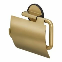 Tiger Tune Toilet Roll Holder with Cover - Brushed Brass/Black -TOILET ACCESSORIES Sales 1326635646 D1 460