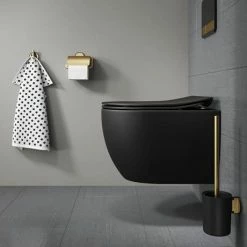 Tiger Tune Toilet Roll Holder with Cover - Brushed Brass/Black -TOILET ACCESSORIES Sales 1326635646 D3 460