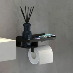 Tiger Caddy Toilet Roll Holder with Shelf - Black -TOILET ACCESSORIES Sales 1401430746 D5 460