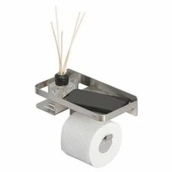 Tiger Caddy Toilet Roll Holder with Shelf - Brushed Stainless Steel -TOILET ACCESSORIES Sales 1401430946 D2 460