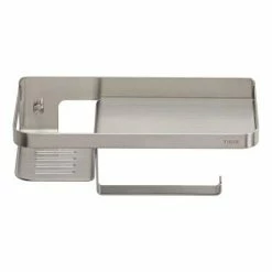 Tiger Caddy Toilet Roll Holder with Shelf - Brushed Stainless Steel -TOILET ACCESSORIES Sales 1401430946 D4 460