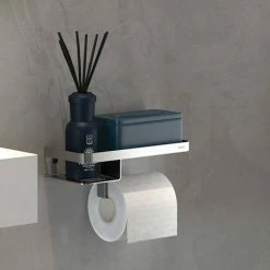 Tiger Caddy Toilet Roll Holder with Shelf - Brushed Stainless Steel -TOILET ACCESSORIES Sales 1401430946 D5 460
