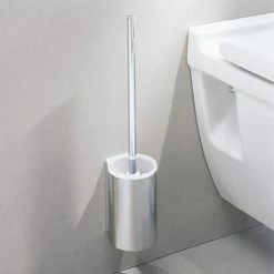 Keuco Plan Wall Mounted Toilet Brush & Holder - Chrome/White