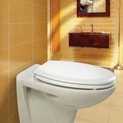 Bemis - Model 5000CP Toilet Seat with Chrome Hinges - White - 5000CP000 -TOILET ACCESSORIES Sales 5000CP000 D3 460