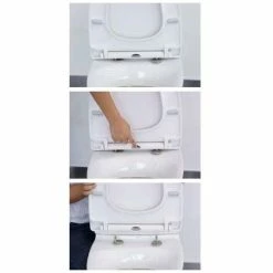 Euroshowers ONE Seat Short D-Shape Soft Close Toilet Seat - White - 88210 9 Euroshowers ONE Seat Short D-Shape Soft Close Toilet Seat - White - 88210 -TOILET ACCESSORIES Sales 80210 d 375