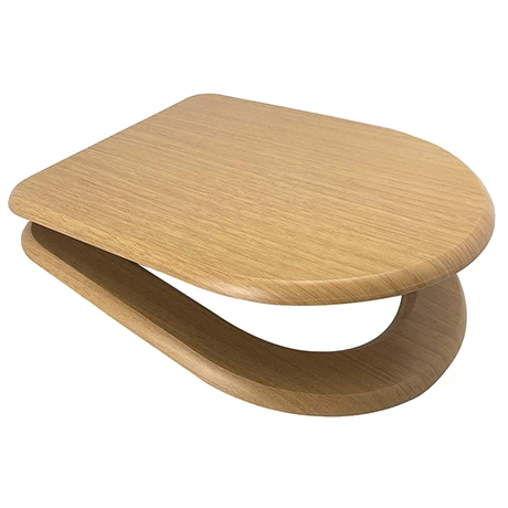 Euroshowers Oak D Shaped Soft Closing MDF Toilet Seat - 82792 3 Euroshowers Oak D Shaped Soft Closing MDF Toilet Seat - 82792