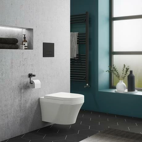 Arezzo Matt Black Dual Flush Concealed WC Cistern with Wall Hung Frame 5 Arezzo Matt Black Dual Flush Concealed WC Cistern with Wall Hung Frame - Image 3