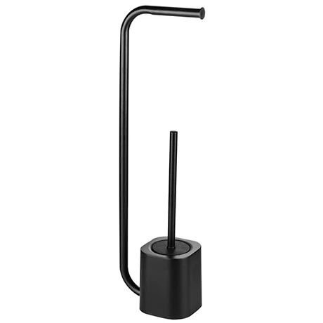 Arezzo Black Free Standing Toilet Brush + Roll Holder 3 Arezzo Black Free Standing Toilet Brush + Roll Holder