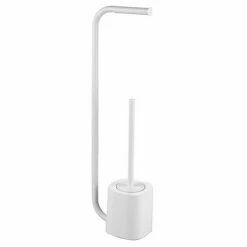 Arezzo White Free Standing Toilet Brush + Roll Holder