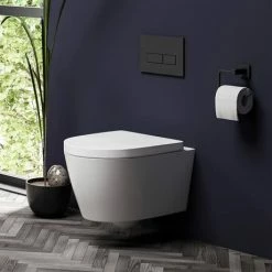 Arezzo Matt Black Square Toilet Roll Holder -TOILET ACCESSORIES Sales AZB31 d3 460