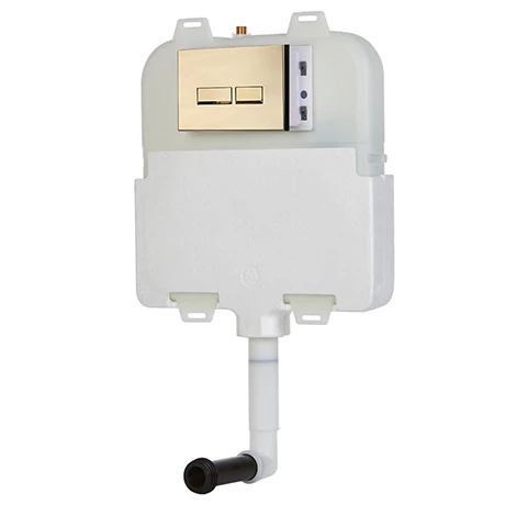 Arezzo Compact Concealed Cistern with Brushed Brass Flush Plate - Square Buttons 3 Arezzo Compact Concealed Cistern with Brushed Brass Flush Plate - Square Buttons