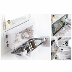 Arezzo Compact Concealed Cistern with Gold Flush Plate - Round Buttons -TOILET ACCESSORIES Sales AZCCGLD n d4 460