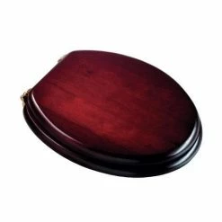 Croydex Mahogany Effect Solid Wood Toilet Seat with Brass Effect Fixings