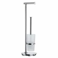 Smedbo Outline Lite Round Freestanding Toilet Brush and Roll Holder - FK607