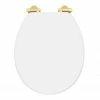 Toreno High Gloss White MDF Bottom Fixing Toilet Seat Brushed Brass Hinges -TOILET ACCESSORIES Sales MSC020 N BB lrg1 670