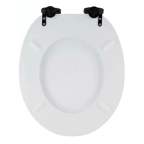 Toreno High Gloss White MDF Bottom Fixing Toilet Seat Matt Black Hinges 5 Toreno High Gloss White MDF Bottom Fixing Toilet Seat Matt Black Hinges - Image 3