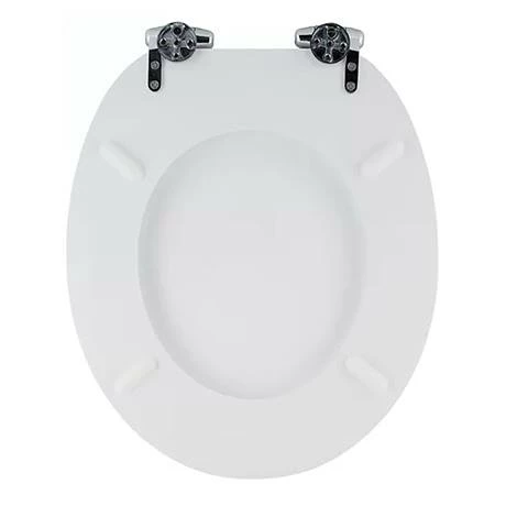 Toreno High Gloss White MDF Bottom Fixing Soft Close Toilet Seat with Chrome Hinges 5 Toreno High Gloss White MDF Bottom Fixing Soft Close Toilet Seat with Chrome Hinges - Image 3