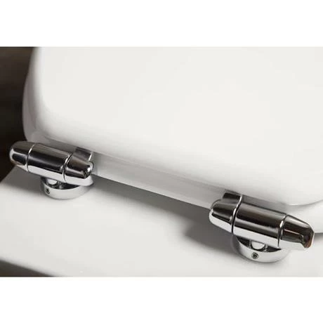 Toreno High Gloss White MDF Bottom Fixing Soft Close Toilet Seat with Chrome Hinges 6 Toreno High Gloss White MDF Bottom Fixing Soft Close Toilet Seat with Chrome Hinges - Image 4