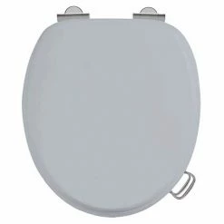 Burlington Soft Close Toilet Seat with Chrome Hinges and Handles - Classic Grey