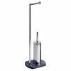 Trafalgar Anthracite Marble Effect Freestanding Toilet Roll & Toilet Brush Holder -TOILET ACCESSORIES Sales TRABHC P