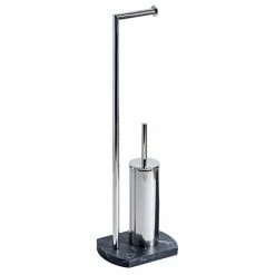 Trafalgar Anthracite Marble Effect Freestanding Toilet Roll & Toilet Brush Holder