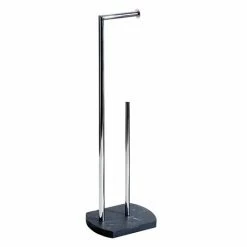 Trafalgar Anthracite Marble Effect Freestanding Toilet Roll & Spare Paper Holder