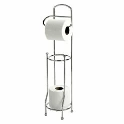 Basic Freestanding Toilet Roll Holder & Spare Roll Holder