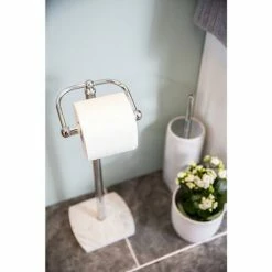 Trafalgar White Marble Effect Freestanding Toilet Roll Holder 7 Trafalgar White Marble Effect Freestanding Toilet Roll Holder -TOILET ACCESSORIES Sales TRWTRH D2 460