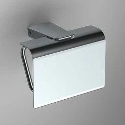 Venice Square Chrome Toilet Roll Holder with Cover
