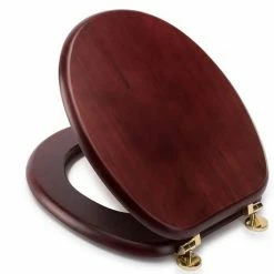 Croydex Mahogany Effect Solid Wood Toilet Seat with Brass Effect Fixings -TOILET ACCESSORIES Sales WL515202 ai2 460