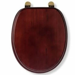 Croydex Mahogany Effect Solid Wood Toilet Seat with Brass Effect Fixings -TOILET ACCESSORIES Sales WL515202 ai3 460