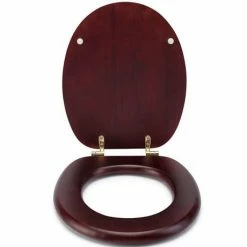 Croydex Mahogany Effect Solid Wood Toilet Seat with Brass Effect Fixings -TOILET ACCESSORIES Sales WL515202 ai4 460