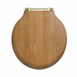 Imperial Etoile Standard Toilet Seat with Antique Gold Hinges - Natural Oak
