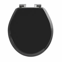 Imperial Oval Soft Close Toilet Seat with Chrome Hinges - High Gloss Black