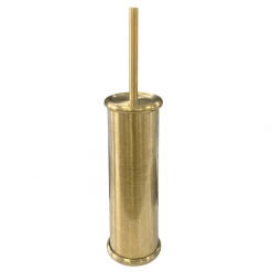 Brushed Gold Round Toilet Brush + Holder